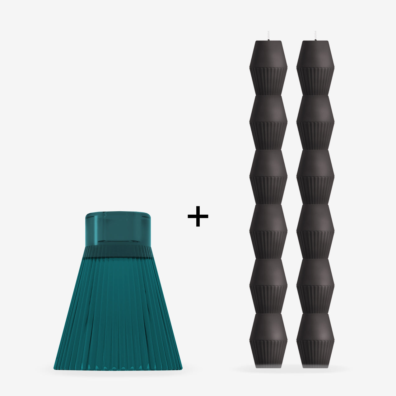 ZAI Teal Geometric Pillar Candle