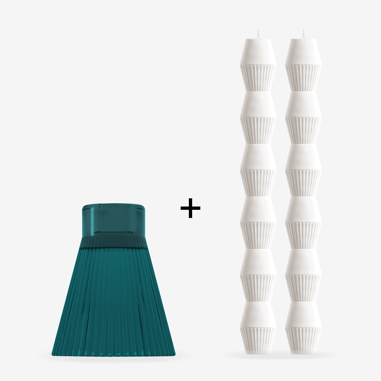 ZAI Teal Geometric Pillar Candle